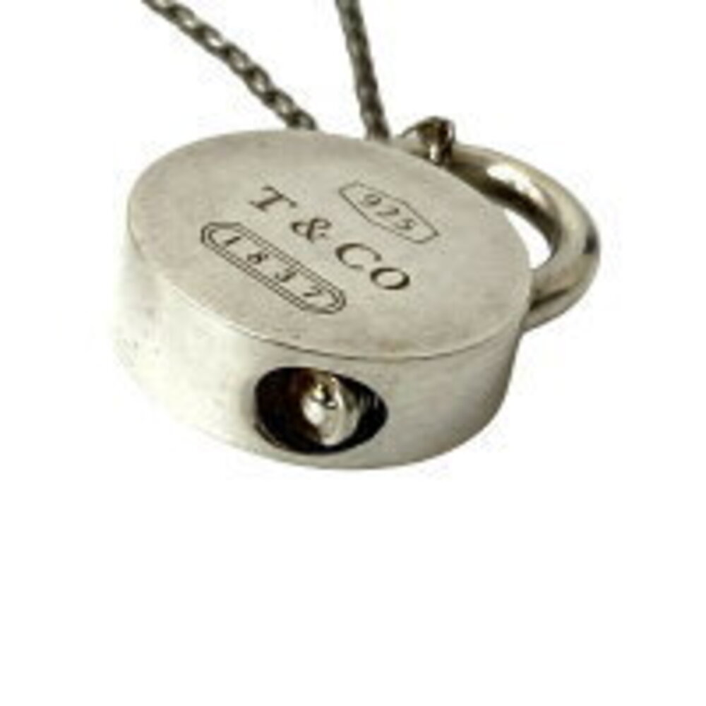 TIFFANY Co Round Lock Sterling Silver Necklace Pendant Choker Accessory